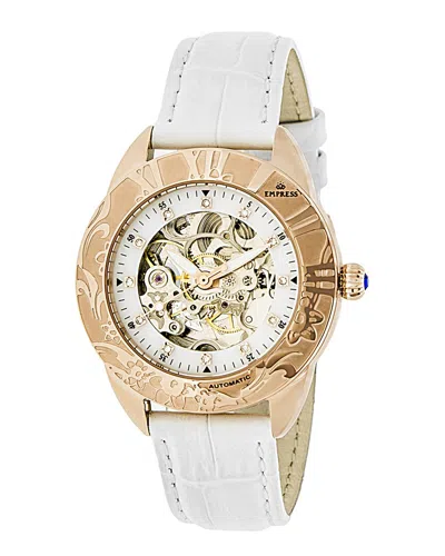 Empress Godiva Automatic Mop Leather-band Watch In White