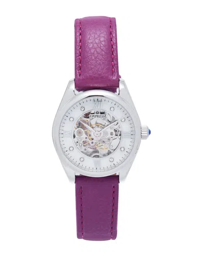 Empress Magnolia White Dial Ladies Watch Empem3605 In Purple / Silver / White