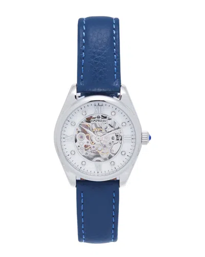Empress Magnolia White Dial Ladies Watch Empem3604 In Blue / Silver / White