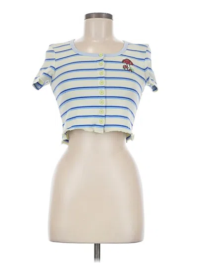 Pre-owned Empyre Short Sleeve Top Blue Sweetheart Neckline Tops