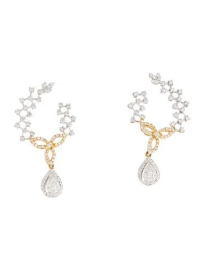 Pre-owned Emsaru 14k 1.95ctw Diamond Drop Earrings In Multicolor