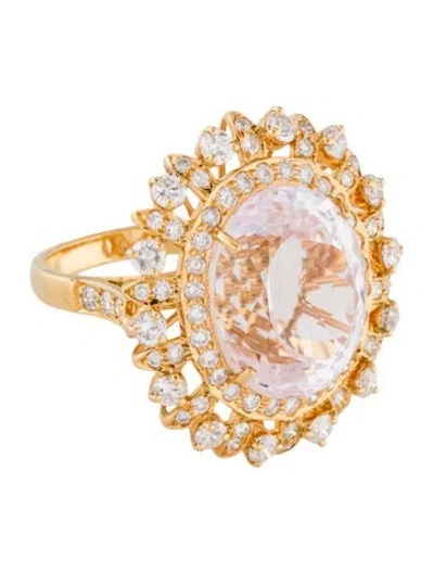 Pre-owned Emsaru 18k 16.23ctw Kunzite & Diamond Cocktail Ring In Multi