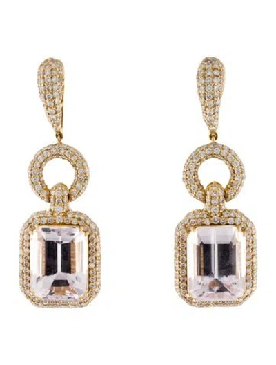 Pre-owned Emsaru 18k 30.47ctw Kunzite & 5.07ctw Diamond Drop Earclips In Multi