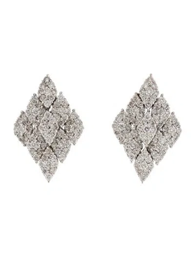 Pre-owned Emsaru 18k 3.98ctw Diamond Pave Earclips In Multicolor