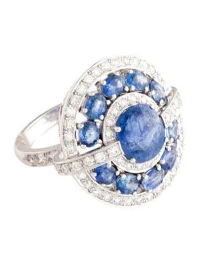 Pre-owned Emsaru 18k 5.22ctw Sapphire & Diamond Cocktail Ring In Multi