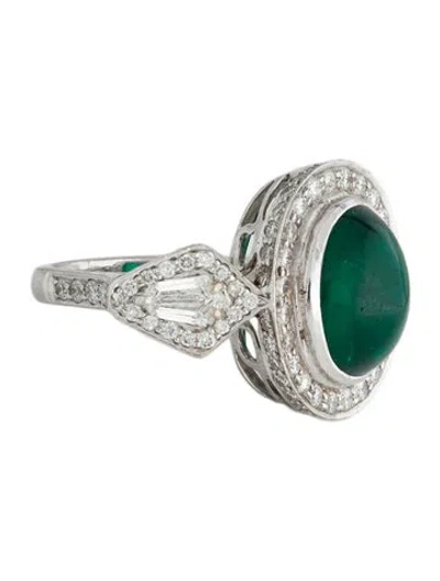 Pre-owned Emsaru 18k 5.85ctw Emerald & Diamond Cocktail Ring In Multi