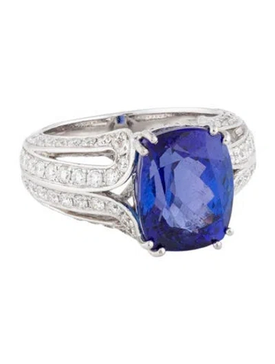 Pre-owned Emsaru 18k 6.92ct Tanzanite & Diamond Cocktail Ring In Multi