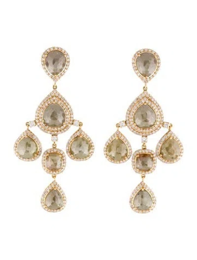 Pre-owned Emsaru 18k Diamond Chandelier Earrings In Multicolor