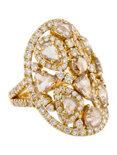 Pre-owned Emsaru 18k Diamond Cluster Cocktail Ring In Multi