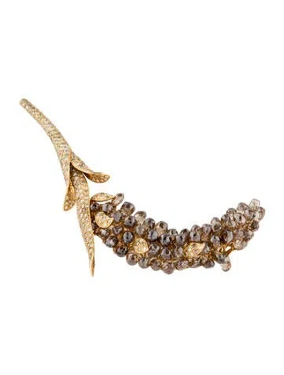 Pre-owned Emsaru 18k Diamond Corn Pin Brooch In Multi