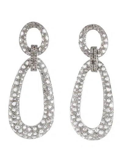 Pre-owned Emsaru 18k Diamond Drop Earrings In Multi