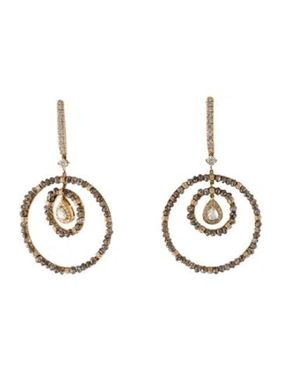 Pre-owned Emsaru 18k Diamond Drop Earrings In Multi