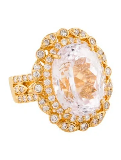 Pre-owned Emsaru 18k Kunzite & Diamond Cocktail Band In Multi