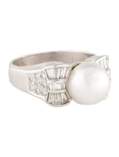 Pre-owned Emsaru 18k Pearl & 1.06ctw Diamond Cocktail Ring In Multi