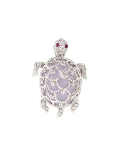 Pre-owned Emsaru 18k Ruby, Jadeite & Diamond Turtle Brooch In Multi
