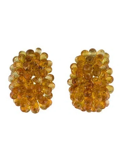 Pre-owned Emsaru 18k Sapphire Briolette Earclips Earrings In Multi