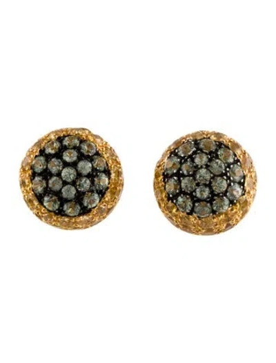 Pre-owned Emsaru 18k Sapphire Dome Stud Earrings In Multi