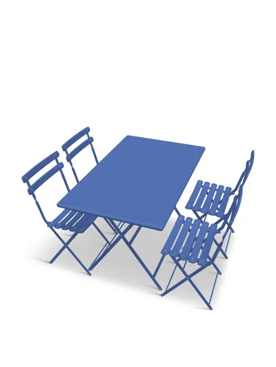 Emu Arc En Ciel Foldable 4-seater Dining Set In Marine Blue