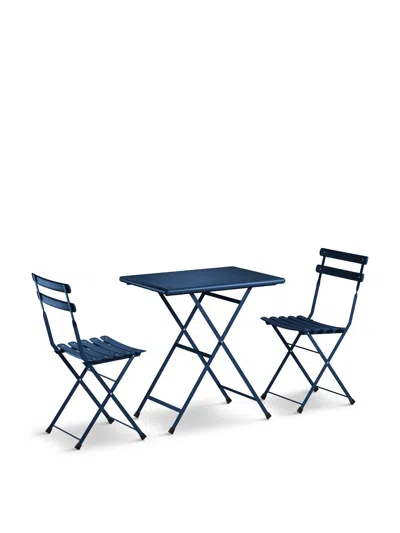 Emu Arc En Ciel Foldable Bistro Set In Saphire Blue