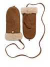 Emu Australia Fur-trim Mittens In Gold