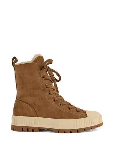 Emu Australia Nomad Wanderer Lace-up Shearling-lined Boots In Brown
