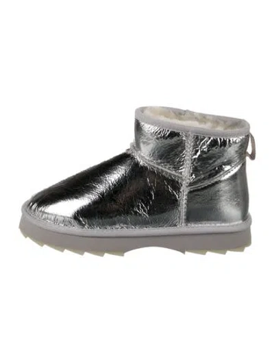 Pre-owned Emu Australia Patent Leather Boots W/ Tags In Silver