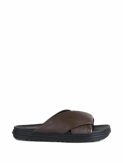 Emu Australia Selene Crossover-strap Slides In Brown