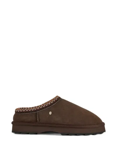 Emu Australia Sharky Scuff Embroidered Slip-on Slippers In Brown