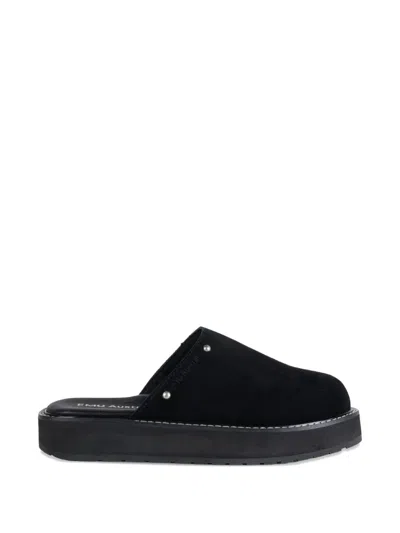 Emu Australia Suede Platform Mules In Black