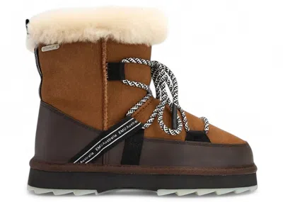Pre-owned Emu Australia Women's  Blurred Boot Sneakers In Chestnut In Brown
