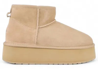 Pre-owned Emu Australia Women's  Micro Flatform Boot Sneakers In Sand