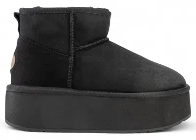 Pre-owned Emu Australia Women's  Stinger Micro Flatform Boot Sneakers In Black