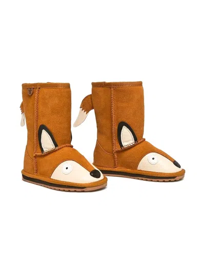 Emu Kids' Fox-motif Ankle Boots In Brown