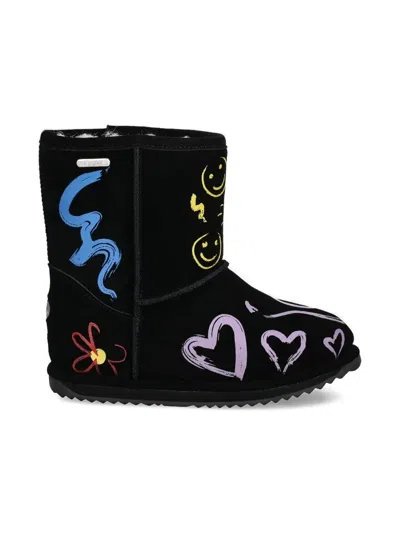Emu Kids' Hollis Doodle Heart Boots In Black