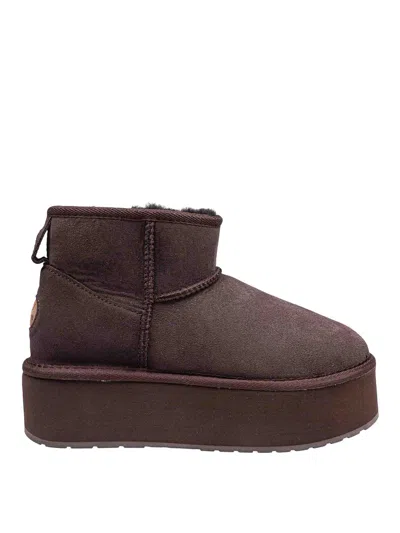 Emu Stoinger Micro Flatform Boot In  Suede In Brown