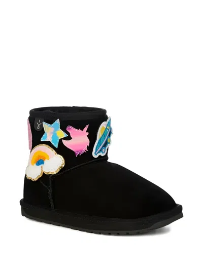 Emu Kids' Wallabi Mini Appliqué Boots In Black