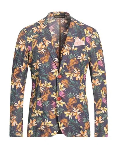 En Avance Man Blazer Plum Size 44 Cotton, Polyamide, Elastane In Purple