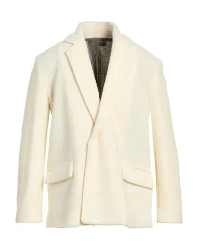 En Avance Man Coat Ivory Size 44 Wool, Acrylic In White