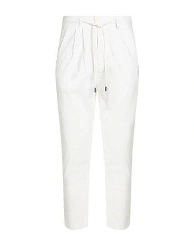 En Avance Man Pants White Size 28 Linen, Cotton, Elastane