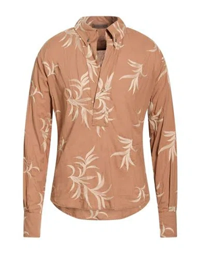 En Avance Man Shirt Camel Size M Cotton In Beige