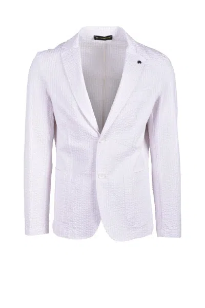 En Avance Multicolor Two-tone Stretch Cotton Jacket In White
