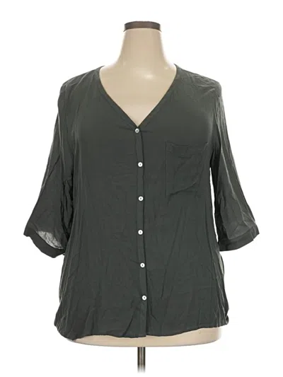 Pre-owned En Creme 3/4 Sleeve Blouse In Gray