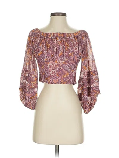 Pre-owned En Creme 3/4 Sleeve Blouse In Purple