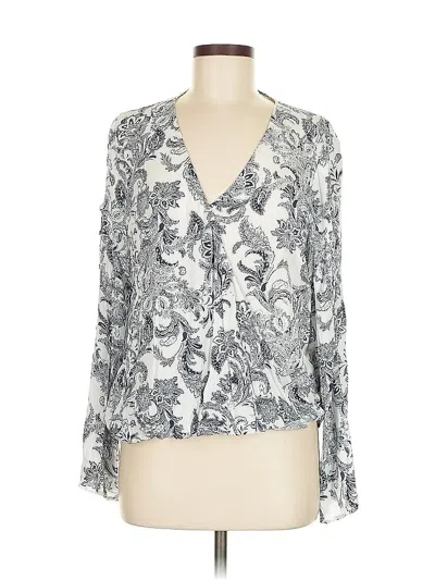 Pre-owned En Creme 3/4 Sleeve Blouse In Silver