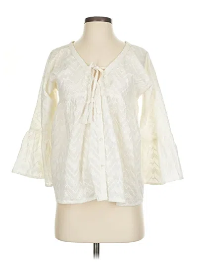 Pre-owned En Creme 3/4 Sleeve Blouse In White