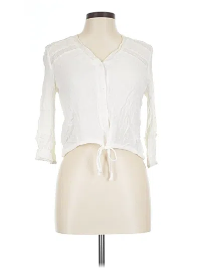 Pre-owned En Creme 3/4 Sleeve Button Down Shirt In Ivory