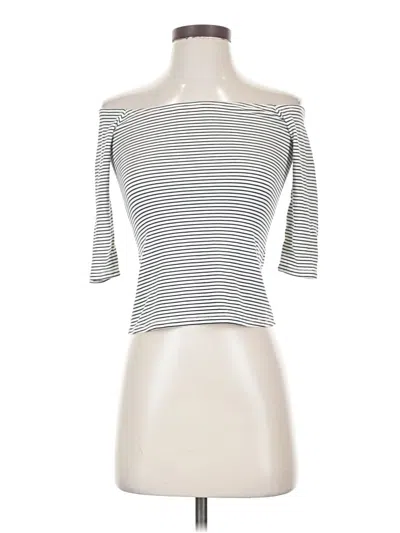Pre-owned En Creme 3/4 Sleeve Top Silver Boatneck Tops