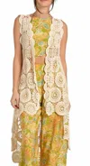 En Creme Crochet High Low Vest In Cream In White