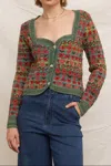 En Creme Cup Overflows Long Sleeve Sweater In Green Multi In Green