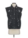 En Creme Denim Vest In Black